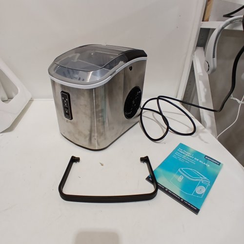 EUHOMY COUNTERTOP ICE MAKER MACHINE WITH HANDLE, BASKET AND SCOOP - MAKES 26LB PER DAY - SILVER (MODEL: IM-01X/IM008-B IN008-BSI-CAEH) image 2