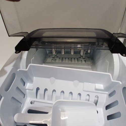 EUHOMY COUNTERTOP ICE MAKER MACHINE WITH HANDLE, BASKET AND SCOOP - MAKES 26LB PER DAY - SILVER (MODEL: IM-01X/IM008-B IN008-BSI-CAEH) image 5