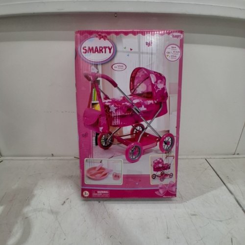 BAYER 4-WHEELED METAL BABY DOLL STROLLER - FITS 18" DOLLS - PINK/WHITE - (MODEL: 12249AB) image 4