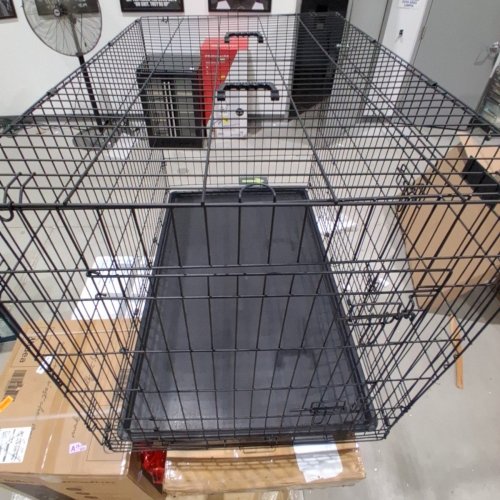 FEANDREA DOG CRATE - 48" X 29" FOLDING DOG KENNEL WITH DOORS - REMOVABLE TRAY - BLACK (MODEL: UPPD48H) image 2