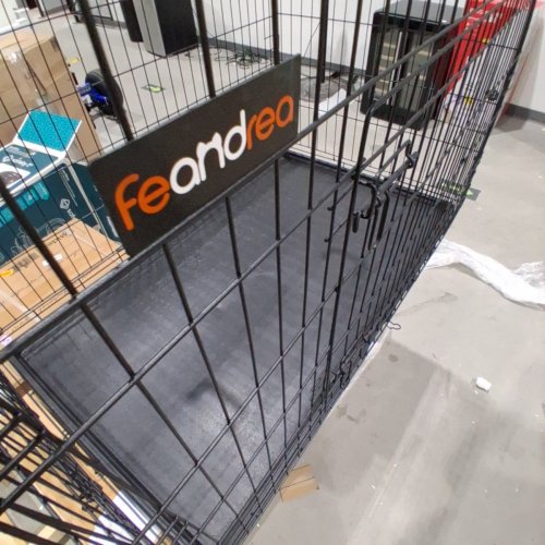 FEANDREA DOG CRATE - 48" X 29" FOLDING DOG KENNEL WITH DOORS - REMOVABLE TRAY - BLACK (MODEL: UPPD48H) image 3