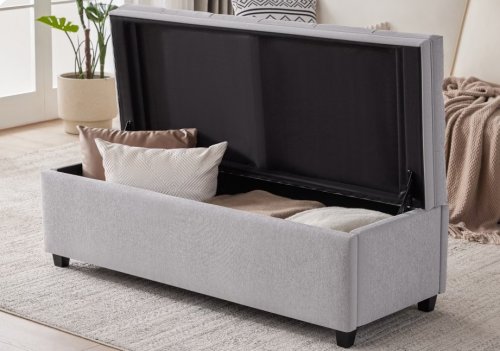 TUFTED UPHOLSTERED OTTOMAN BENCH WITH INNER STORAGE - 50" X 21" - LIGHT GREY - (MODEL: 116OTM-YLGY-50I-01) image 2