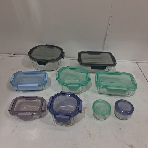 18PC ELLO COLOR LOCK MIXED GLASS MEAL PREP FOOD STORAGE CONTAINERS - ASSORTED COLORS image 2
