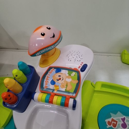 FISHER-PRICE TODDLER TOY LAUGH & LEARN SONG & STORY LEARNING CHAIR - GREEN/BLUE (MODEL: HYN54) image 2