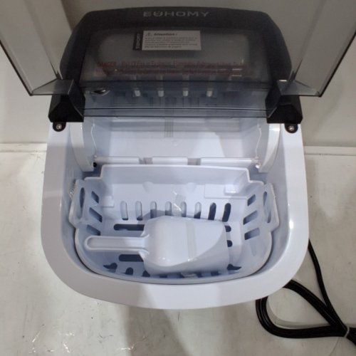 EUHOMY COUNTERTOP ICE MAKER MACHINE WITH HANDLE, BASKET AND SCOOP - MAKES 26LB PER DAY - SILVER (MODEL: IM-01X/IM008-B) image 5