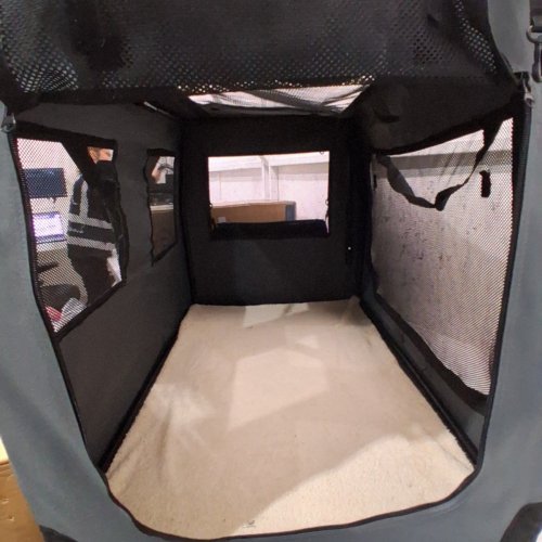 PETPRSCO PORTABLE AND COLLAPSIBLE DOG TRAVEL CRATE FOR CATS AND LARGE DOGS - 40" X 27" X 27" - GREY/BLACK image 4
