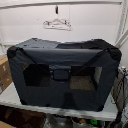 PETPRSCO PORTABLE AND COLLAPSIBLE DOG TRAVEL CRATE FOR CATS AND LARGE DOGS - 40" X 27" X 27" - GREY/BLACK image 5