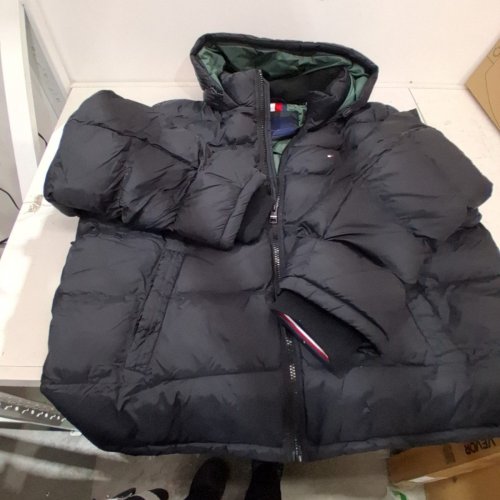 MEN'S TOMMY HILFIGER DOWN ALTERNATIVE HOODED PUFFEE JACKET/COAT - 3XL - BLACK image 2