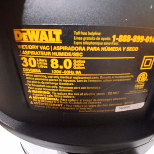 DEWALT WET/DRY VACUUM WITH CRUSH-RESISTANT HOSE AND ACCESSORY KIT - 8-GALLON (30 L) - STAINLESS STEEL (MODEL: DXV08SA) image 3