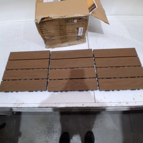 10PK FEILINGWOOD OUTDOOR WATERPROOF COMPOSITE WPPD DECK TILES- 12"X 12" - WALNUT image 2