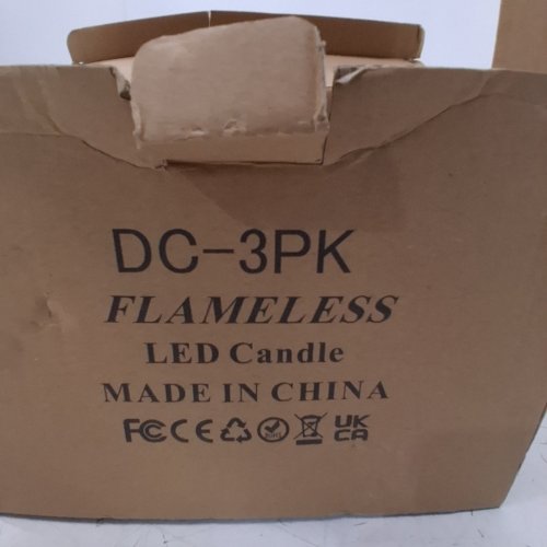 3PK UPINMZ FLAMELESS BATTERY-POWERED LED CANDLES WITH STRING LIGHTS - 4", 5", 6" - CREAM (MODEL: DC-3PK) image 3