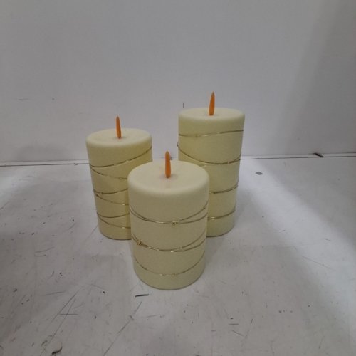 3PK UPINMZ FLAMELESS BATTERY-POWERED LED CANDLES WITH STRING LIGHTS - 4", 5", 6" - CREAM (MODEL: DC-3PK) image 4