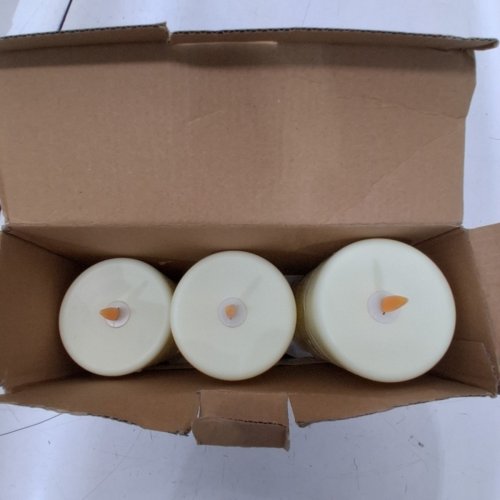 3PK UPINMZ FLAMELESS BATTERY-POWERED LED CANDLES WITH STRING LIGHTS - 4", 5", 6" - CREAM (MODEL: DC-3PK) image 5
