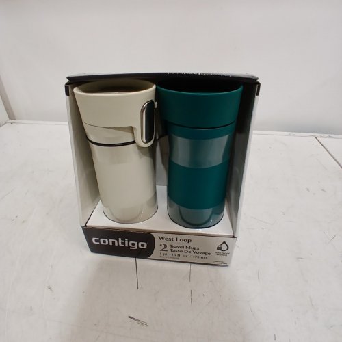 2PC CONTIGO WEST LOOP TRAVEL MUGS - 16 OZ EACH - WHITE AND TEAL (MODEL: 2027032) image 3