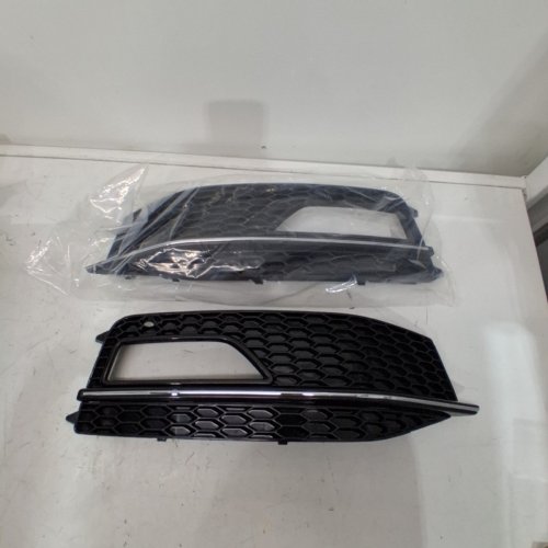 2PK AUTOHAUX FRONT FOG LIGHT GRILLE BUMPER GRILL COVER FOR AUDI A4 S4 S-LINE 2013-2015 - BLACK/CHROME image 2