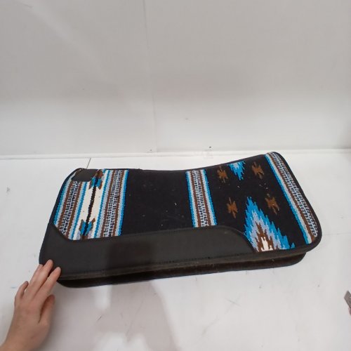WEAVER EQUINE CONTOURED SINGLE WEAVE WOOL BLEND FELT PONY SIZE SADDLE PAD - 23" X 24" - BLACK/BLUE image 3