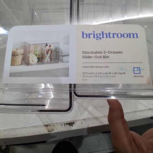 BRIGHTROOM STACKABLE BIN WITH 2 SLIDE OUT DRAWERS - 12" X 12" X 8" - CLEAR image 5