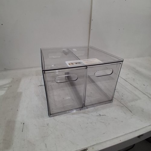 BRIGHTROOM STACKABLE BIN WITH 2 SLIDE OUT DRAWERS - 12" X 12" X 8" - CLEAR image 2
