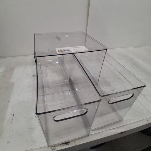 BRIGHTROOM STACKABLE BIN WITH 2 SLIDE OUT DRAWERS - 12" X 12" X 8" - CLEAR image 4