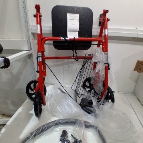 MEDLINE GUARDIAN BASIC STEEL ROLLATOR WITH 8" WHEELS ROLLING WALKER - 300LB CAPACITY - RED (MODEL: MDS86860ERS8) image 2