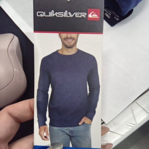 MEN'S QUIKSILVER WAFFLE KNIT SWEATER - LARGE - NAVY (STYLE: 1796251) image 2