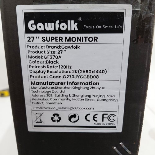 GAWFOLK GAMING MONITOR - 27" - 120HZ - 2K 2560 X 1440P (MODEL: GF270A) image 5