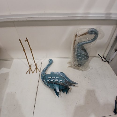 2PK BITS & PIECES DECORATIVE METAL GARDEN STATUES - 32.5"H - JAPANESE BLUE HERON (MODEL: 49517) image 2
