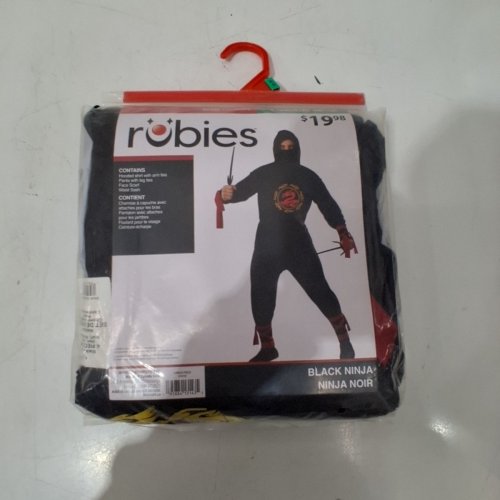 4PC MEN'S RUBIES BLACK NINJA COSTUME - EXTRA LARGE image 2