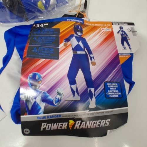 2PC BOYS DISGUISE POWER RANGERS JUMPSUIT COSTUME SET WITH CHARACTER MASK - MEDIUM (8-10) - BLUE image 5
