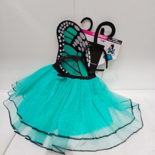 GIRLS WAY TO CELEBRATE! BUTTERFLY COSTUME SET WITH TUTU, WINGS AND HEADBAND - ONE SIZE - TURQUOISE AND BLACK image 2