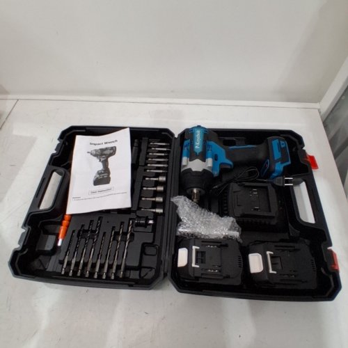 P-KOYEBOLT CORDLESS HIGH TORQUE IMPACT WRENCH KIT WITH 2 BATTERIES- 21 V, 2300 RPM - TEAL AND BLACK image 3