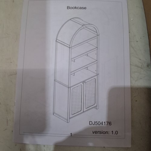 ARCHED WOODEN PANTRY STORAGE CABINET - 81" X 31" X 16" - NATURAL OAK - (MODEL: AJ-DJ504176_1) image 4