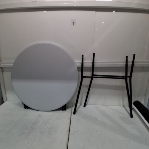 REAL RELAX PLASTIC PORTABLE FOLDING ROUND BAR TABLE - 32" - WHITE/BLACK (MODEL: L22002E1) image 2