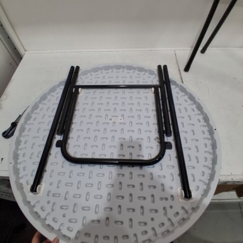 REAL RELAX PLASTIC PORTABLE FOLDING ROUND BAR TABLE - 32" - WHITE/BLACK (MODEL: L22002E1) image 3