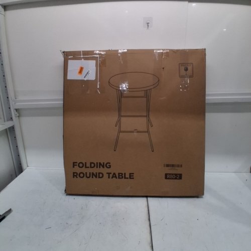 REAL RELAX PLASTIC PORTABLE FOLDING ROUND BAR TABLE - 32" - WHITE/BLACK (MODEL: L22002E1) image 4