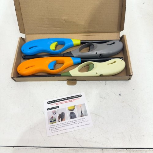 4PK REFILLABLE BUTANE BBQ BARBEQUE LIGHTERS - ASSORTED COLOURS image 2