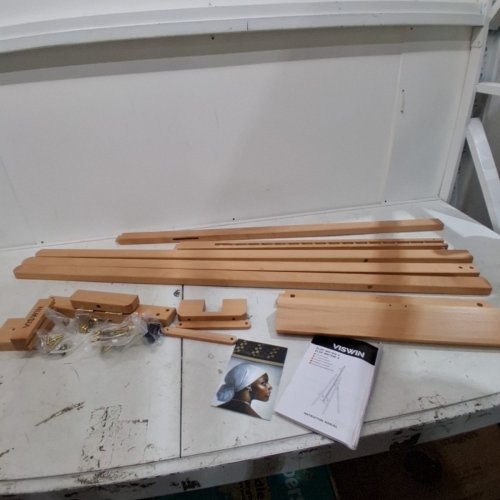 VISWIN ADJUSTABLE HEIGHT DISPLAY EASEL - 57" TO 76" - NATURAL (MODEL: ELAF_WJ7N_V1) image 2