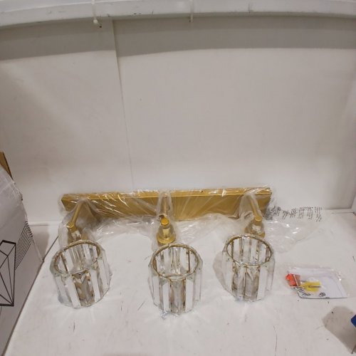 RALBAY 3-LIGHT CRYSTAL VANITY LIGHTS - 23.6" X 4.3" X 7.3" - GOLD (MODEL: 8605-3T) image 2