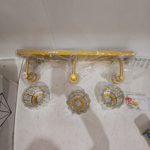 RALBAY 3-LIGHT CRYSTAL VANITY LIGHTS - 23.6" X 4.3" X 7.3" - GOLD (MODEL: 8605-3T) image 3