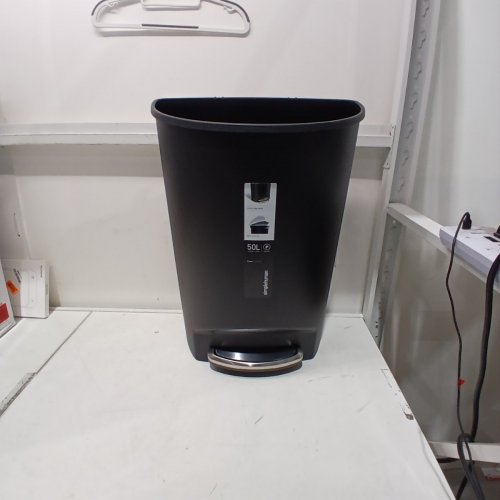 SIMPLEHUMAN PLASTIC D-SHAPED STEP GARBAGE CAN - 50L - BLACK image 2
