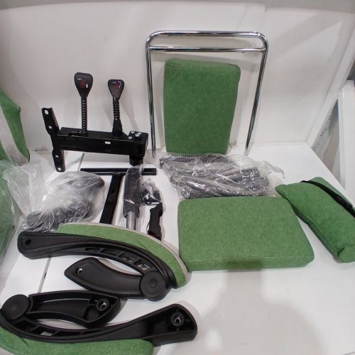 NTIIBCUY GAMING CHAIR FABRIC HIGH BACK CHAIR WITH FOOTREST / HEADREST & LUMBAR SUPPORT - 350LBS CAP - GREY/GREEN image 4