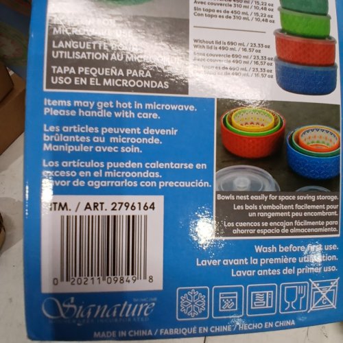 5PC SIGNATURE HOUSEWARE MICROWAVEABLE BOWLS WITH LIDS - VARIOUS PATTERNS (MODEL: 2796164) image 2