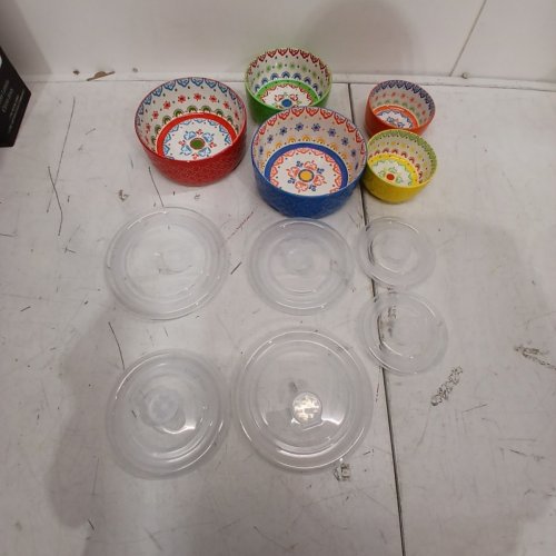 5PC SIGNATURE HOUSEWARE MICROWAVEABLE BOWLS WITH LIDS - VARIOUS PATTERNS (MODEL: 2796164) image 3