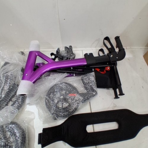 MAXWALK FOLDABLE ALL TERRAIN ROLLATOR WALKER WITH SEAT FOR SENIORS - 8" BIG RUBBER WHEELS - PURPLE/BLACK - (MODEL: ‎MW2404) image 4