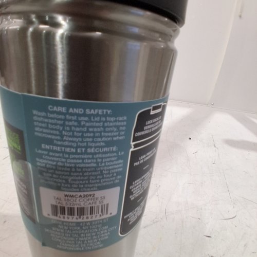 TAL STAINLESS STEEL TRAVEL COFFEE MUG - 532 ML / 18 OZ - SILVER / BLACK (MODEL: WMCA2092) image 4