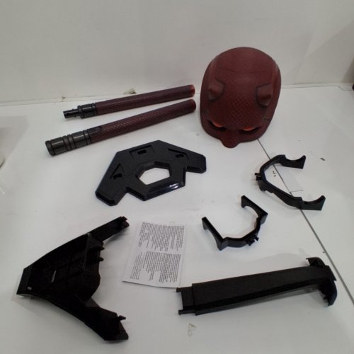 MARVEL LEGENDS SERIES DAREDEVIL BORN AGAIN HORNHEAD PREMIUM ROLEPLAY MASK AND BILLY CLUB - 1:1 SCALE - RED/BLACK (MODEL: ‎G1598) image 2