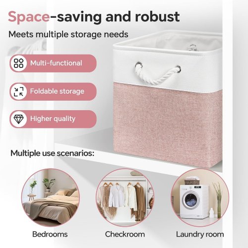 6PK ECDYQXVU FOLDABLE FABRIC STORAGE CUBE ORGANIZER BINS - 13" X 13" - WHITE/PINK image 4