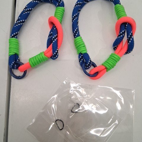 2PK HANDMADE COLORED PARACORD WRIST PHONE STRAP - BLUE/GREEN/PINK image 2