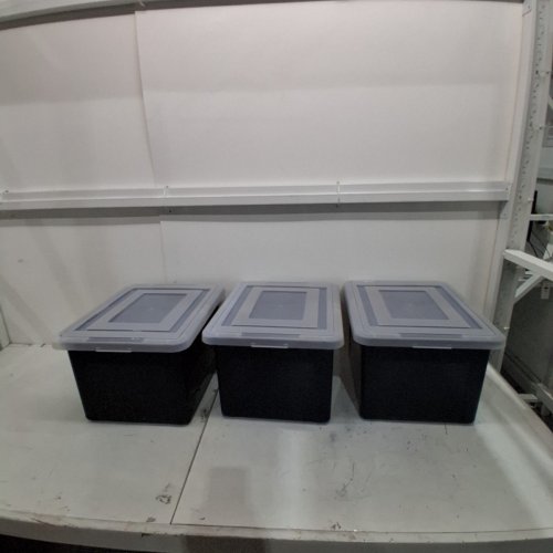 3PK IRIS BLACK LETTER BINS - BPA FREE - 35QT - 14.13" X 18.13" X 10.75" - BLACK/CLEAR image 2