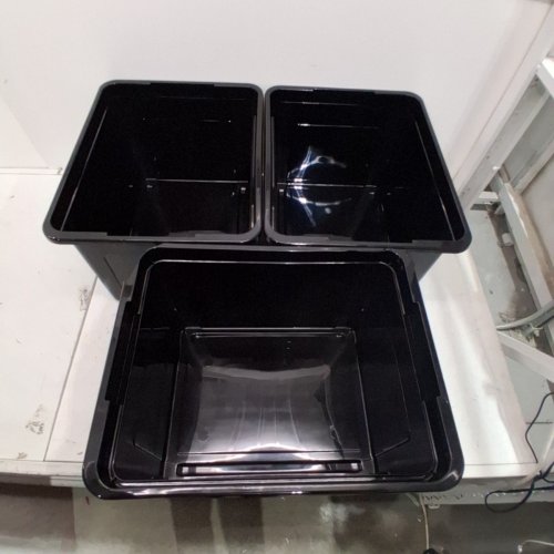 3PK IRIS BLACK LETTER BINS - BPA FREE - 35QT - 14.13" X 18.13" X 10.75" - BLACK/CLEAR image 3